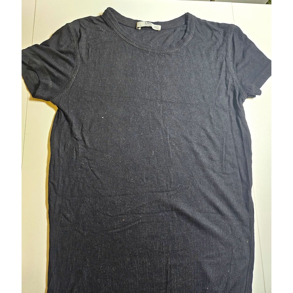 ZARA Women’s Basic Knit Crew Neck Short Sleeve Solid Black T-Shirt Size S